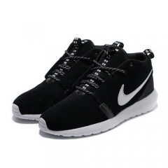 (Women) Nike Roshe Run High Suede Black White