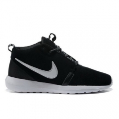 (Women) Nike Roshe Run High Suede Black White