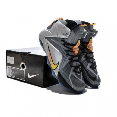 Nike Lebron James 12 Grey Black Silver Yellow Men Shoes