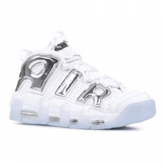 Authentic Nike Air More Uptempo White Blue Tint Chrome Women