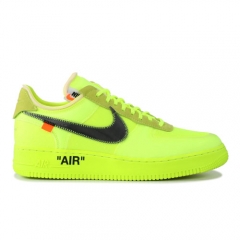 Authentic NIke air Force 1 Low Off-White Unisex Volt Hyper Jade Cone Black