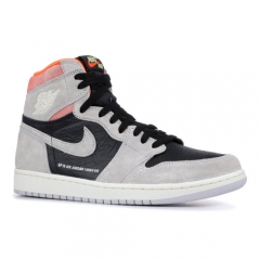 Authentic Jordan 1 Retro High Neutral Grey Hyper Crimson