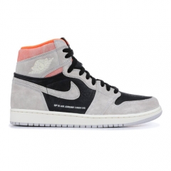 Authentic Jordan 1 Retro High Neutral Grey Hyper Crimson