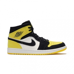 Authentic Air Jordan 1 Mid Yellow Toe Black