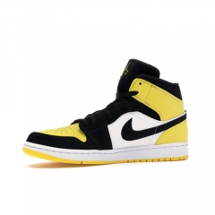 Authentic Air Jordan 1 Mid Yellow Toe Black