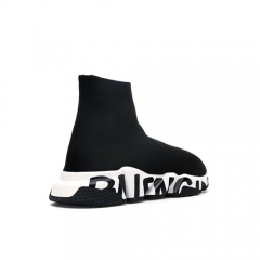 Authentic Balenciaga Speed Graffiti Trainers Black White