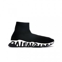 Authentic Balenciaga Speed Graffiti Trainers Black White