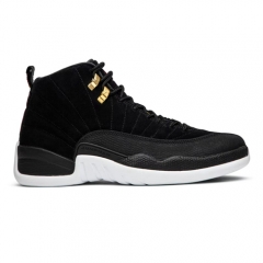 Authentic Air Jordan 12 Taxi Black White Gold