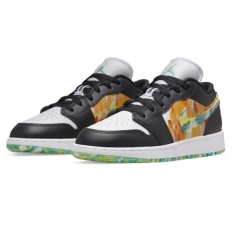 Authentic Air Jordan 1 Low SE Tie-Dye Black GS