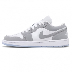 Authentic Air Jordan 1 Low White Wolf Grey GS