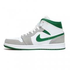 Authentic Air Jordan 1 Mid Grey Pine Green GS