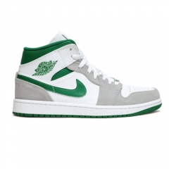 Authentic Air Jordan 1 Mid Grey Pine Green GS