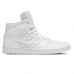 Authentic Air Jordan 1 Mid White Quilted GS