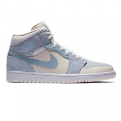 Authentic Air Jordan 1 Mid Sail Light Blue GS