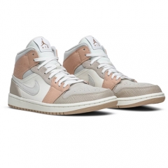 Authentic Air Jordan 1 Mid Milan Light Khaki Ivory