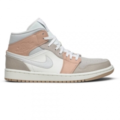 Authentic Air Jordan 1 Mid Milan Light Khaki Ivory GS