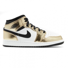 Authentic Air Jordan 1 Mid Metallic Gold