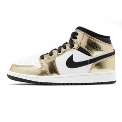 Authentic Air Jordan 1 Mid Metallic Gold GS