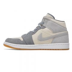 Authentic Air Jordan 1 Mid Coconut Milk Particle Grey GS