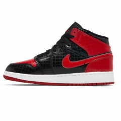 Authentic Air Jordan 1 Mid BLACK + RED =Bred