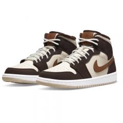 Authentic Air Jordan 1 Mid Brown Fleece GS