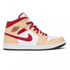 Authentic Air Jordan 1 Mid Beige Red GS