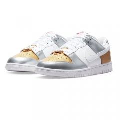 Authentic Nike SB Dunk Low SE White Metallic Gold Sliver GS