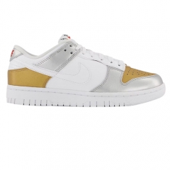 Authentic Nike SB Dunk Low SE White Metallic Gold Sliver