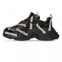 Authentic Balenciaga Triple S  Logotype Sneaker in black and white technical material  GS