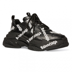 Authentic Balenciaga Triple S  Logotype Sneaker in black and white technical material