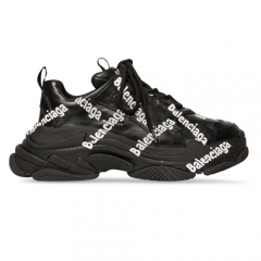 Authentic Balenciaga Triple S  Logotype Sneaker in black and white technical material  GS