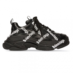 Authentic Balenciaga Triple S  Logotype Sneaker in black and white technical material
