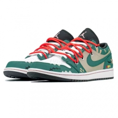 Authentic Air Jordan 1 Low FZBB Green White GS