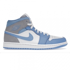 Authentic Air Jordan 1 Mid University Blue Grey GS