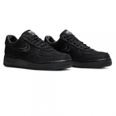 Authentic Stussy X Nike Air Foce 1 Low Triple Black GS