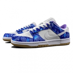 Authentic Nike Dunk Low White Blue Paisley