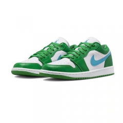 Authentic Air Jordan 1 Low White Green Blue