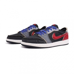 Authentic Air Jordan 1 Low Customized Black Red Grey