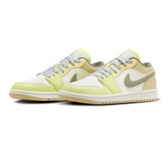 Authentic Air Jordan 1 Low Sail White Oil Green