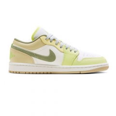 Authentic Air Jordan 1 Low Sail White Oil Green GS