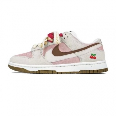 Authentic Nike Dunk Low 85 White Pink Cherry Custom Colors GS