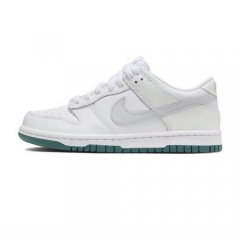 Authentic Nike Dunk Low White Grey Teal GS