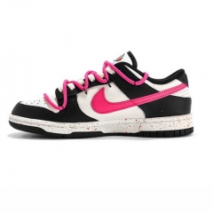 Authentic Nike Dunk Low Multi-Color Swoosh Black White Pink GS