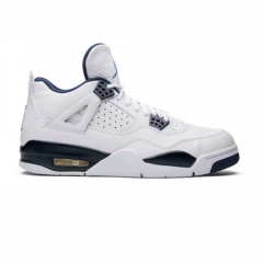 Autheintic Air Jordan 4 White Columbi A Blue Midnight Navy