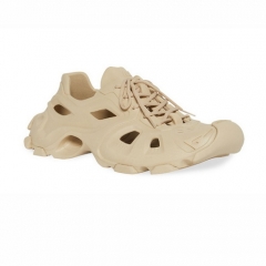 Authentic Balenciaga HD Lace-Up Sneaker in Beige Rubber Sandals