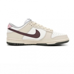 Authentic Nike dunk Low Custom Made White Beige Wine Red GS