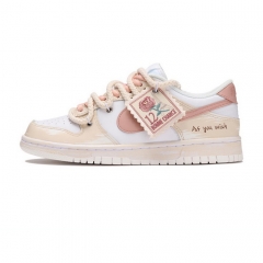 Authentic Nike Dunk Low White Pink Rose Patch Customization GS