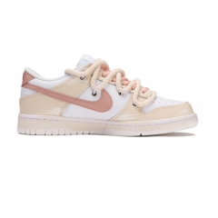 Authentic Nike Dunk Low White Pink Rose Patch Customization GS