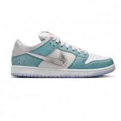 Authentic April Skateboards x Nike SB Dunk Low Blue White Silver GS