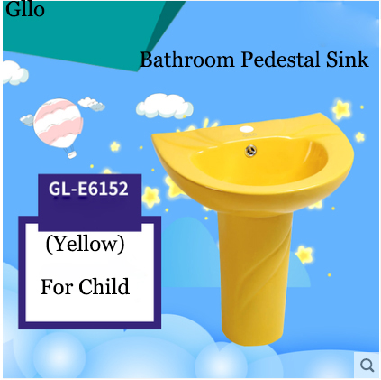 GLLO Bathroom Sink GL-E6152 Colorful Ceramic Bathroom Pedestal Sink For Children Modern Bathroom Sinks